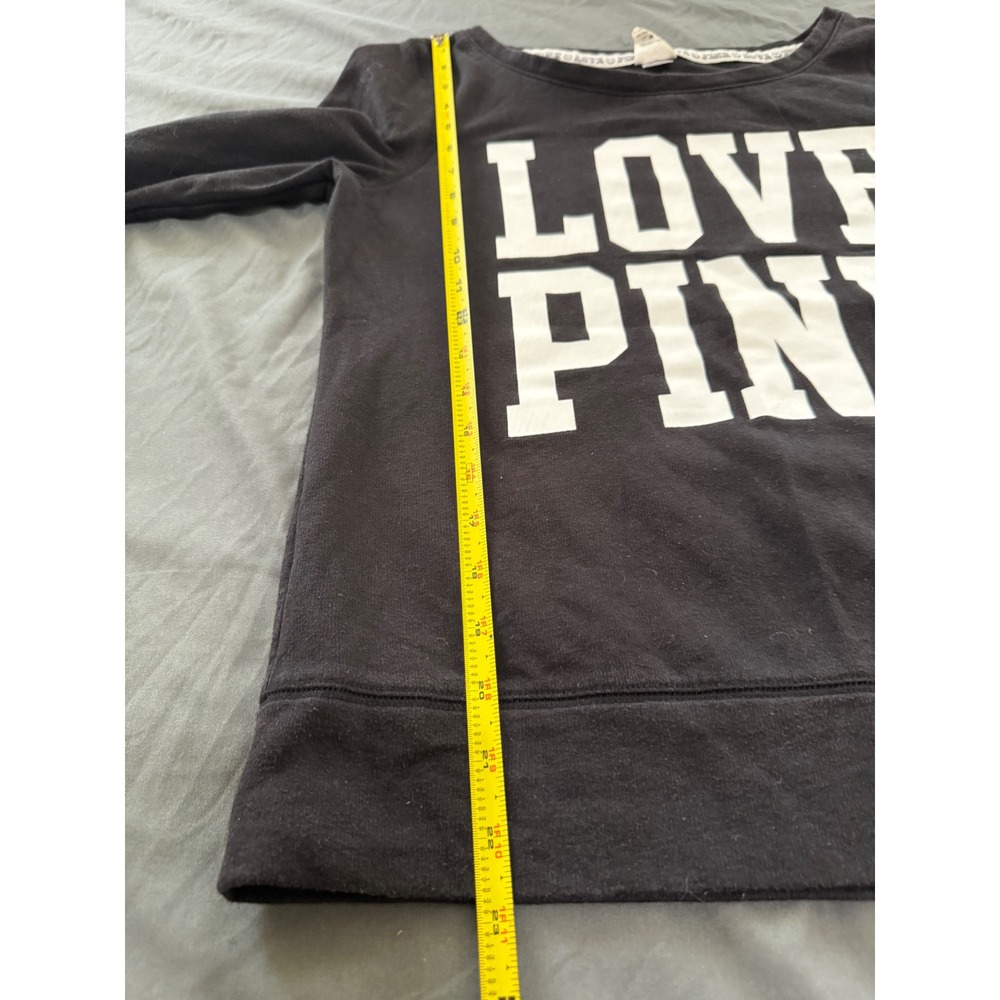 Victoria's Secret PINK Black Love Pink Graphic Sweatshirt Crew Neck Small - Picture 6 of 6
